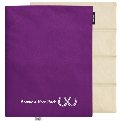 (Wheat Filling) Approx. 40cm x 30cm (6 Compartments) (Horse Shoe Print) - Purple Cotton Fabric (Unscented) with Removable Cover
