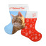 (25cm) Cat Paws & Fish Theme Red Soft Velvet Polyester Fabric (Personalised with Text)
