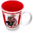 (XL 15oz Red) - Snowflakes on Red Design with 2 Photos Printed Front & Back (Personalised with Text)
