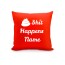 (25cm Square) "Shit Happens" Red Soft Velvet Polyester Fabric (Personalised with Text)