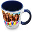(XL 15oz Blue Inner & Handle) with Balloon Design with 5 Photos (Personalised with Text)